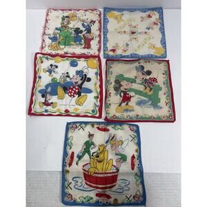 Walt Disney Productions MICKEY MOUSE Child's Hankie Handkerchief Lot Of 5